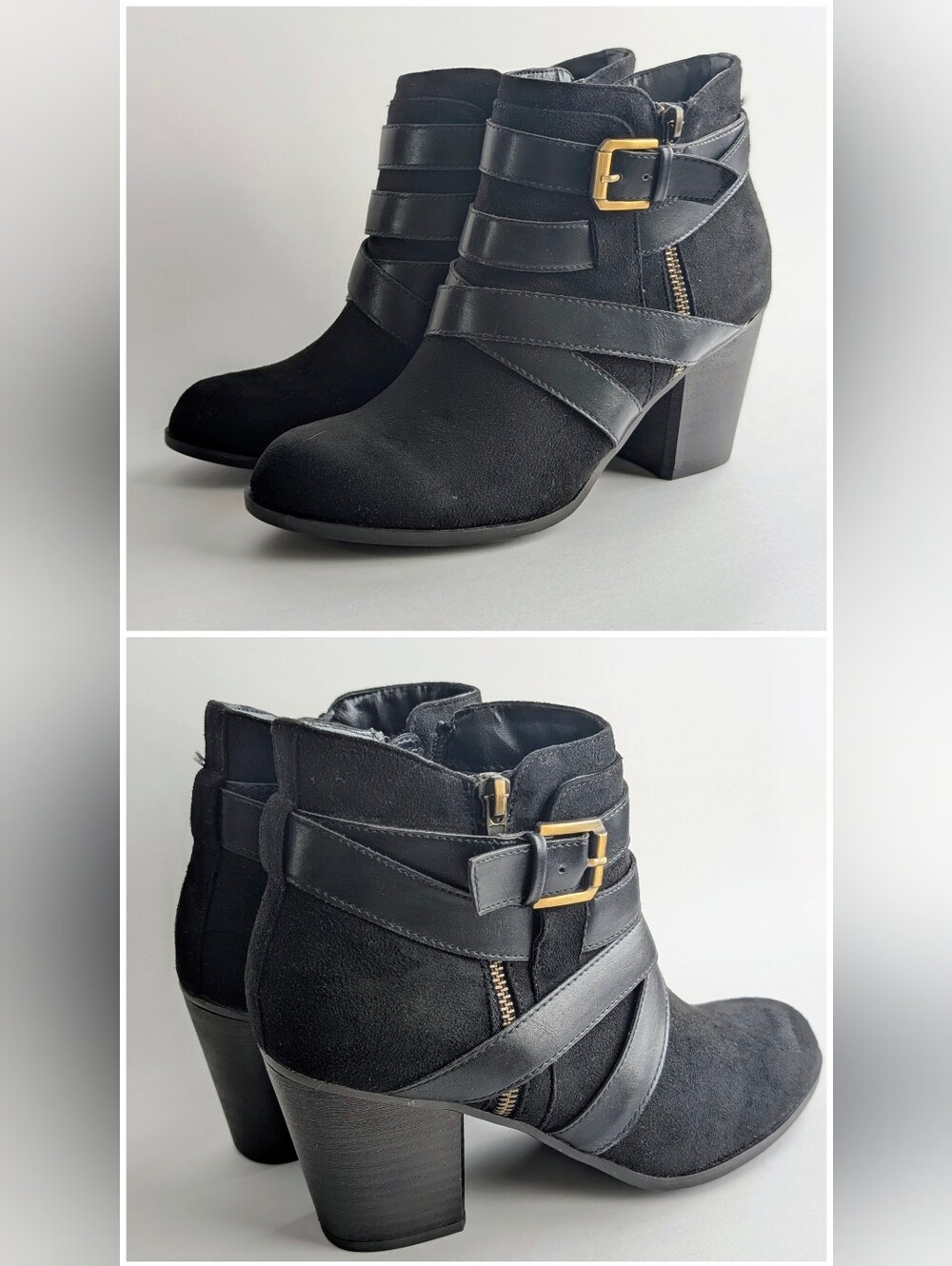 Fergalicious Tanner Black Suede Ankle Boots | Buckle Detail | Size 7.5 | EUC
